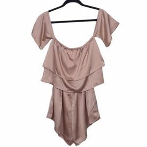 Reverse Tan Off The Shoulder Tiered Romper NWT $80 Small